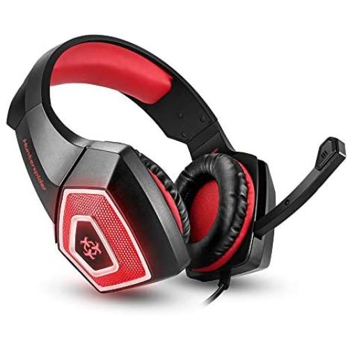 LFJNET V-1 Gaming Headset RGB Illuminated Wired Headphones Universal for Smart Phone Notebook red