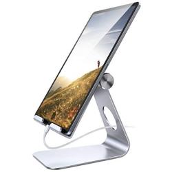 Tablet Stand Adjustable, Lamicall Phone Stand : Desktop Stand Holder Dock Compatible with Phone Xs Max XR, New iPad 2018 Pro 9.7, 10.5, Air Mini 2 3 4, Kindle, Accessories, Tab (4-13 inch) - Silver