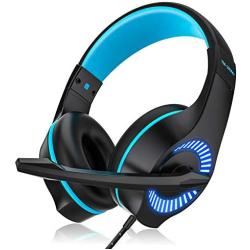 AceMining Gaming Headset,USB Headset,Wired Headset with Clear Sound,for PS4, PC, Xbox One Controller and so on, Noise Cancelling Over Ear Headphones with Mic, LED Light,Surround Sound, Volume Control