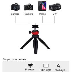 Coolux Mini Tripod Projector Mount with 360 Degrees Rotatable Heads for Projectors DSLR DVR Cameras Mini Webcam, Mount with Metal Ballhead for Camera … (Black with red)