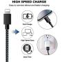 JIMROZ iPhone Charger, MFi Certified Lightning Cable 3 Pack 10ft Nylon Braided Fast Charging Sync Cord Compatible with iPhone 11 Pro Max XS XR X 8 7 6s 6 Plus 5 5s, iPad, iPod and More, BlackGrey