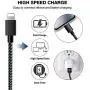 JIMROZ iPhone Charger, MFi Certified Lightning Cable 3 Pack 10ft Nylon Braided Fast Charging Sync Cord Compatible with iPhone 11 Pro Max XS XR X 8 7 6s 6 Plus 5 5s, iPad, iPod and More, BlackGrey