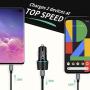 Cluvox Rapid Type C Car Charger Compatible Google Pixel 4a/4/3a/3/2/XL, Samsung Galaxy S20 Plus/Ultra/Note 10/S10E/S10 Plus 18W Dual USB Fast Charging Car Adapter with 2-Pack Type C Cords