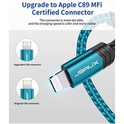 iPhone Charger Cable 10ft, JSAUX [Apple MFi Certified] Lightning Cable Nylon Braided USB Fast Charging Cord Compatible with iPhone 11/Pro/X/Xs Max/XR/8/7 /6 Plus/iPad-Green