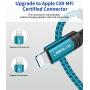 iPhone Charger Cable 10ft, JSAUX [Apple MFi Certified] Lightning Cable Nylon Braided USB Fast Charging Cord Compatible with iPhone 11/Pro/X/Xs Max/XR/8/7 /6 Plus/iPad-Green