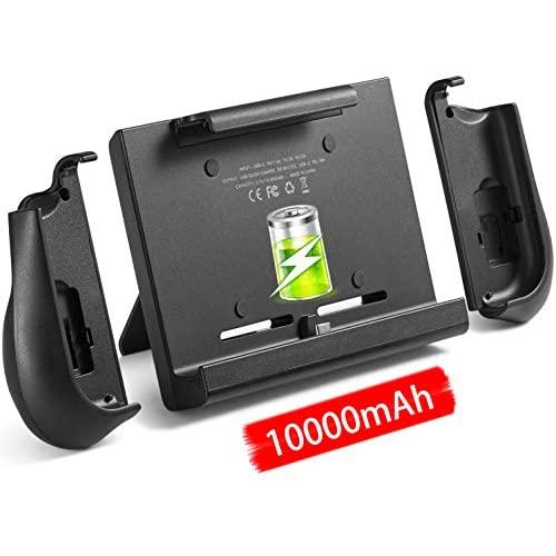 10000mAh Battery Charger Case for Nintendo Switch, YOBWIN Portable Backup Charger Station Console with a Pair of Joy-Con Grip, with Kick Stand & Game Card Slot Extended Battery Pack