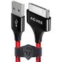 AGVEE Unbreakable Nylon Braided [3 Pack 6ft] 30 Pin Heavy Duty Fast Charger Cable, Slim Metal Shell End Case Friendly Charging Data Cord for iPhone 4/4S, iPad 1/2/3, iPod, Black and Red
