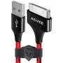 AGVEE Unbreakable Nylon Braided [3 Pack 6ft] 30 Pin Heavy Duty Fast Charger Cable, Slim Metal Shell End Case Friendly Charging Data Cord for iPhone 4/4S, iPad 1/2/3, iPod, Black and Red