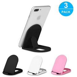 Cell Phone Stand 3Pack, Ama Forest Portable Foldable Desktop Cell Phone Holder Adjustable Universal Multi-Angle Cradle for Tablet iPad Mini iPhone X/xr/xs max Samsung Galaxy, Black, White, Pink