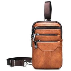 Mens Multi-purpose Waist Bag Fashion Sling Bag Daily Backpack(Orange)