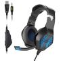 A1 Stereo Gaming Headset for PS4, PC, Xbox One Controller, Noise Cancelling Over Ear Headphones with Mic, LED Light, Bass Surround, Soft Memory Earmuffs for Laptop Mac Nintendo Switch Games