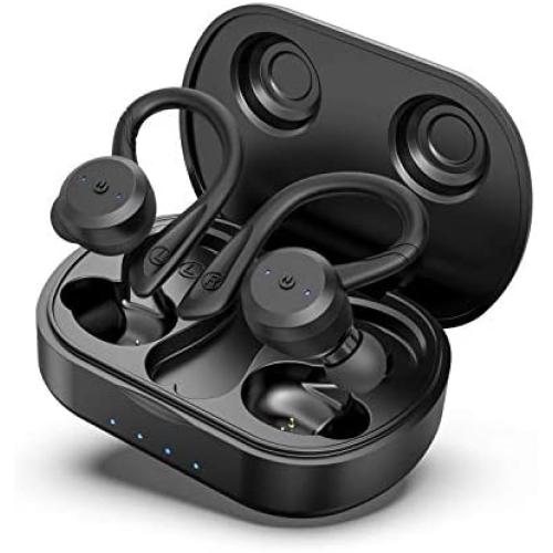 HolyHigh Wireless Earbuds Bluetooth 5.0 IPX7 Waterproof, TWS Headphones 26H Long Playtime with Charging Case, Build-in Mic in Ear Sports Earbuds for Android