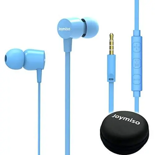 Joymiso Tangle Free Earbuds for Kids Women Small Ears with Case, Comfortable Lightweight in Ear Headphones, Flat Cable Ear Buds Wired Earphones with Mic and Volume Control for Cell Phone Laptop (Blue) Joymiso Tangle Free Earbuds for Kids Women Small Ears with Case, Comfortable Lightweight in Ear Headphones, Flat Cable Ear Buds Wired Earphones with Mic and Volume Control for Cell Phone Laptop (Blue)