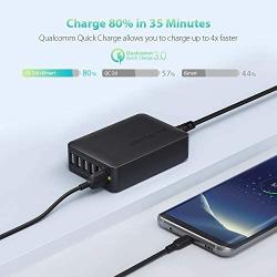 USB Quick Charger RAVPower 60W 6-Port QC 3.0 Fast Charger Desktop Charging Station Compatible Galaxy S10+ S9+ Note 10+ Note 9+ and iSmart Compatible iPhone 11 Pro Max XS Max XR X 8 Plus, iPad and More