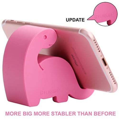 Plinrise Animal Desk Phone Stand, Update Dinosaur Silicone Office Phone Holder, Creative Phone Tablet Stand Mounts, Size:1.3" X 3.0" X 2.7" (Pink)