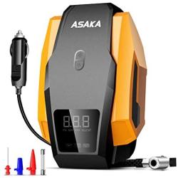 ASAKA Portable Air Compressor Pump -12V DC 150 PSI Air Compressor Tire Inflator, Auto Tire Pump with LED Light, Digital Air Pump for Car - Bicycle - Motorcycle - Basketball and Other