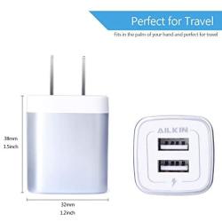 USB Charging Box, Charger Adapter, Ailkin 3-Pack 2.1Amp Dual Port Fast Charge Plug Cube Base Replacement for iPhone X/8/7/6S/6S Plus/6, Samsung Galaxy S7/S6/S5 Edge, LG, HTC, Huawei, Moto, Kindle