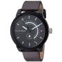 Tommy Hilfiger Mens Denim Quartz Watch with Leather Calfskin Strap, Brown, 19.1 (Model: 1791478)