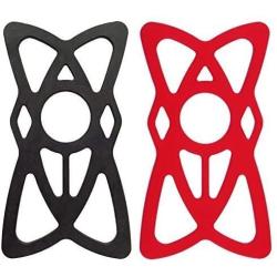 4-Pack Bike Motorcycle Phone Mount Tether - X Web Grip Silicone Cell Phone Holder Band - Universal Elastic Rubber Security Strap for Mountain & Road Sports Bicycle Handlebar Cradle (2 Black & 2 Red)