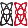 4-Pack Bike Motorcycle Phone Mount Tether - X Web Grip Silicone Cell Phone Holder Band - Universal Elastic Rubber Security Strap for Mountain & Road Sports Bicycle Handlebar Cradle (2 Black & 2 Red)