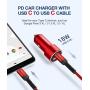 JSAUX USB Type C PD Car Charger Compatible for Samsung Galaxy S20 S20+ Ultral Note 10, Google Pixel 3/3 XL/3a/3a XL/2/2 XL/XL/C, iPad Pro-18W Power Delivery & QC 3.0 Fast Adapter & USB C to C Cable