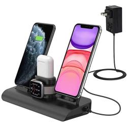 Wireless Charger for iPhone, Wireless Charging Stand for AirPods and Apple Watch, 4 in 1 Apple Charging Station Qi 7.5 W/10W Fast Charging Pad Compatible with iPhone 11/11 Pro/8/8 Plus/Xs MAX/XS/XR