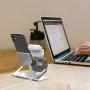 AhaStyle 3 in 1 Charging Stand Dock Aluminum Desktop Holder for Cell Phone, AirPods Pro/AirPods 2/ AirPods and Apple Watch Series 5/4/3/2/1(Silver)