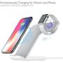 FACEVER 2 in 1 Wireless Charger Stand Dock Fast Qi Phone iWatch Charging Station Compatible for Apple Watch Series 1 2 3 4 5 iPhone 11 Pro Max X XS XR 8 8 Plus Samsung S9 S10, White