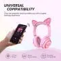 MindKoo Bluetooth Headphones, Over-Ear Wireless Headphones, Cat Ear Headphones with LED Light, Foldable, Built-in Microphone and Volume Control for PC/Cell Phones/Kids/Teen/Boys/Girls/Adults, Pink MindKoo Bluetooth Headphones, Over-Ear Wireless Headphones, Cat Ear Headphones with LED Light, Foldable, Built-in Microphone and Volume Control for PC/Cell Phones/Kids/Teen/Boys/Girls/Adults, Pink