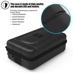 AMVR Leather Fashion Travel Case for Storage Oculus Quest VR Gaming Headset and Touch Controllers,Gamepad,Mobile Power Accessories Waterproof Carrying Bag (Renewed)