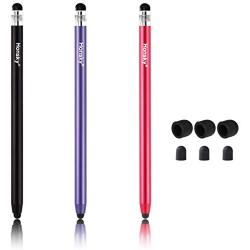 Honsky Cell Phone Stylus, Tablet Stylus for Touch Screens: Universal Slim Long Metal Pencil-Like Stylist Pens, Tablet Pen, Touchscreen Stylus Pen ¨C Purple, Red, Black - Cylinder, 3 Packs