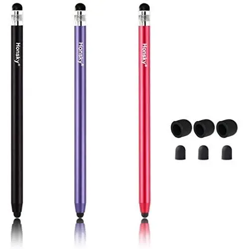 Honsky Cell Phone Stylus, Tablet Stylus for Touch Screens: Universal Slim Long Metal Pencil-Like Stylist Pens, Tablet Pen, Touchscreen Stylus Pen ¨C Purple, Red, Black - Cylinder, 3 Packs Honsky Cell Phone Stylus, Tablet Stylus for Touch Screens: Universal Slim Long Metal Pencil-Like Stylist Pens, Tablet Pen, Touchscreen Stylus Pen ¨C Purple, Red, Black - Cylinder, 3 Packs
