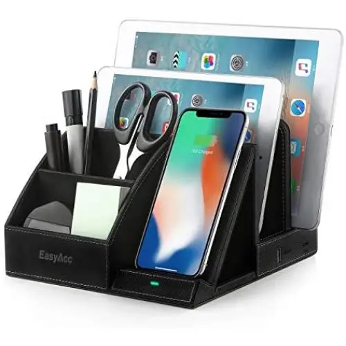 EasyAcc Fast Wireless Charger Desk Organizer USB Charging Station, Multi-Device iPhone iPad Tablet Charging Station Dock Stand, Induction Charger for iPhone 11 Pro X XS MAX XR 8, Samsung S10 S10e S9 EasyAcc Fast Wireless Charger Desk Organizer USB Charging Station, Multi-Device iPhone iPad Tablet Charging Station Dock Stand, Induction Charger for iPhone 11 Pro X XS MAX XR 8, Samsung S10 S10e S9
