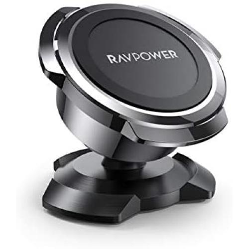 Magnetic Phone Car Mount, RAVPower Phone Holder for Car, Car Cellphone Holder, Magnetic Mount, Compatible with iPhone 11 Pro XS Max XR X 8 7 Plus Galaxy S10 S9, Note 10, LG G8 Thinq, Pixel 3 XL, Black