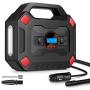 Portable Air Compressor Tire Inflator, 12V 120 PSI Car Tire Pump with Digital Pressure Gauge and Emergency Flashlight, Auto Air Pump for Car, Bicycle, Motorcycle, Balls