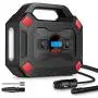 Portable Air Compressor Tire Inflator, 12V 120 PSI Car Tire Pump with Digital Pressure Gauge and Emergency Flashlight, Auto Air Pump for Car, Bicycle, Motorcycle, Balls