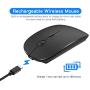Bluetooth Wireless Mouse, Dual Mode Slim Rechargeable Wireless Mouse Silent Cordless Mouse with Bluetooth 4.0 and 2.4G Wireless, Compatible with Laptop, PC, Windows Mac Android OS Tablet (Black)
