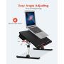 SAIJI Laptop Table Stand Desk, Adjustable PVC Leather Laptop Bed Table, Portable Standing Desk with Storage Drawer, Foldable Lap Tablet Desk for Sofa Couch Floor (Large,Black)