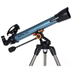 Celestron Inspire 70AZ Refractor Smartphone Adapter Built-in Refracting Telescope, Blue (22401)