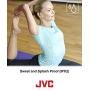 JVC Clip Style Headphone Blue and White Lightweight and Comfortable Ear Clip. Splash Proof Water resistant Powerful Sound with Bass Boost HAEB75A