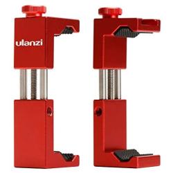 Ulanzi ST-02S Aluminum Phone Tripod Mount w Cold Shoe Mount, Support Vertical and Horizontal, Universal Metal Adjustable Clamp for iPhone Xs Xs Max X 8 7 Plus Samsung Huawei Android Smartphones-Red