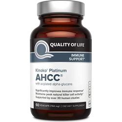 Premium Kinoko Platinum AHCC Supplement – 750mg of AHCC per Capsule – Supports Immune Health, Liver Function, Maintains Natural Killer Cell Activity – 60 Veggie Capsules