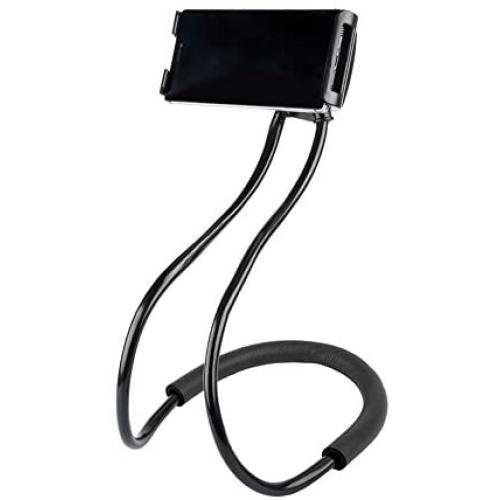 Lazy Neck Phone Holder for Bed Desk Bike Car,Around The Neck Cell Phone Mount for iPhone X/8/7Plus/6/Samsung Galaxy S8 Plus/S7/S5 (Black)