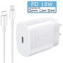 USB C Fast Wall Charger Compatible for iPhone 11, 11 Pro, 11 Pro Max, iPhone SE 2020, XR, Xs, Xs Max, X, 8, 8 Plus, iPad Pro 12.9 Gen 1/2, iPad Pro 10.5 - PD 18W Charger Adapter with Certified Cable