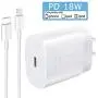 USB C Fast Wall Charger Compatible for iPhone 11, 11 Pro, 11 Pro Max, iPhone SE 2020, XR, Xs, Xs Max, X, 8, 8 Plus, iPad Pro 12.9 Gen 1/2, iPad Pro 10.5 - PD 18W Charger Adapter with Certified Cable