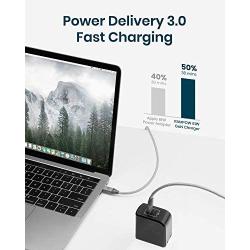 USB C Charger, RAMPOW 61W PD Charger [GaN Tech] Type C Power Delivery Wall Charger, Fast Charging Foldable adapter for MacBook Pro Air, Dell XPS 13, HP Spectre, iPad Pro, iPhone SE 11 Pro Max and More