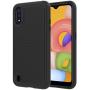 Galaxy A01 Case with Tempered Glass Screen Protector [2 Pack], Dahkoiz Armor Defender Cover Samsung Galaxy A01 Cases Dual Layer Hybrid Protective Phone Case for Samsung Galaxy A01, Black