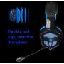 Gaming Headset with Mic Volume Control LED Light, Yanni Sades SA806 3.5mm Wired Computer Over Ear Stereo Headphones for PC MAC Notebook Desktop Gamers Smart Phones Mobiles(Black Blue)