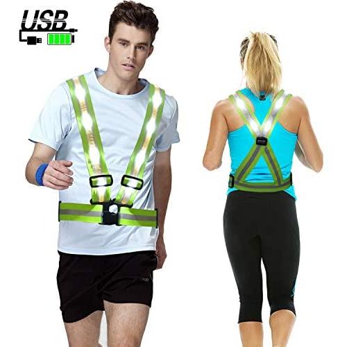 MORLIGHT LED Reflective Vest Adjustable Rechargeable High Visibility Safety Vest Gear for Night Running, Dog Walking, Jogging, Cycling, Motorcycling