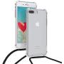 kwmobile Crossbody Case Compatible with Apple iPhone 7 Plus / 8 Plus - Clear Transparent TPU Cell Phone Cover with Neck Cord Lanyard Strap - Transparent/Black